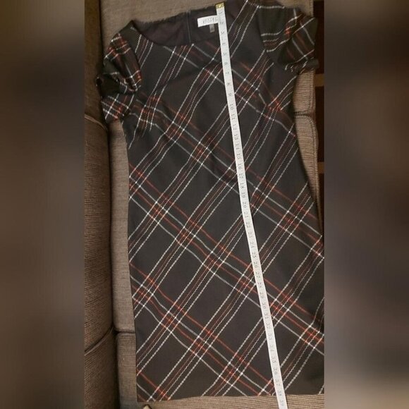 Dark Academia Sheath Dress Kasper Tartan Plaid Midi Office Power - Picture 8 of 11
